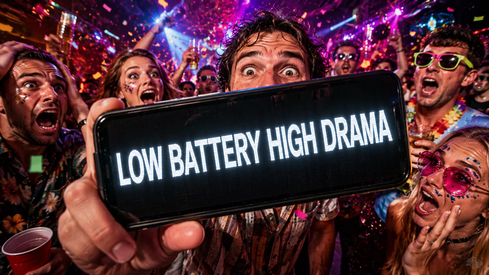 Smartphone displaying a bright scrolling LED message on screen