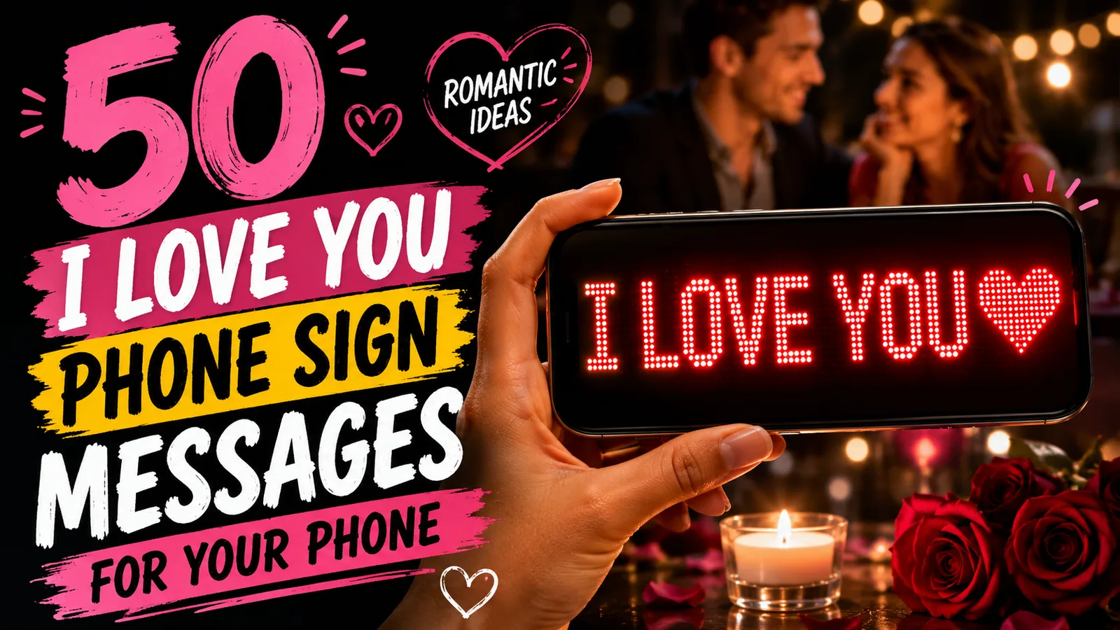 Phone displaying a glowing red LED heart with a scrolling light trail