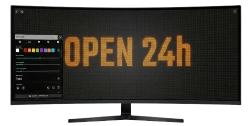 Advanced LED Scroll Display web editor shown on a desktop monitor